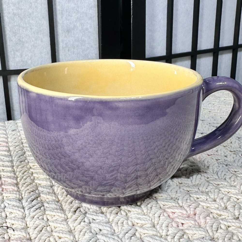 RARE Epoch‎ StoneWash Plum Soup Bowl With Handle 6" Diameter 3.5" Height